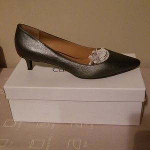 Steel colored kitten heel